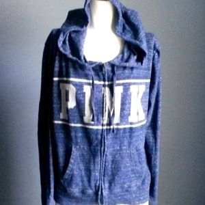 PINK Victorias Secret Full Zip Heathered Lightweight Hoodie